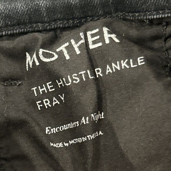 Mother The Hustler Ankle Fray Jeans Womens 23 Black Encounters At Night - Picture 6 of 10
